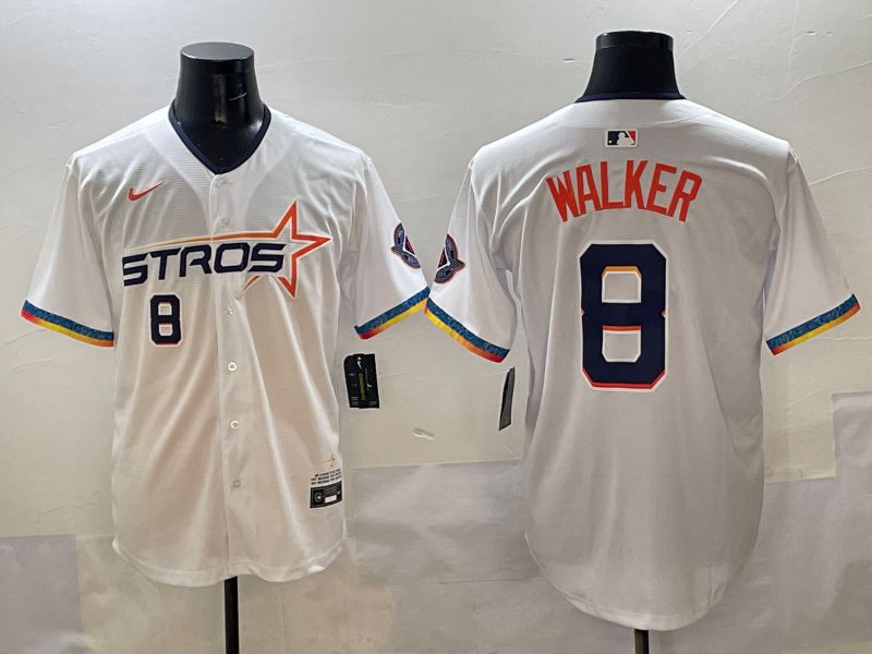 Men Houston Astros #8 Walker White Four generations Joint Name 2025 Nike MLB Jersey style 4